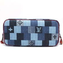 将图像加载到图库查看器中，LOUIS VUITTON Square Patchwork Neverfull Blue/RedM44981 Monogram Denim Size MM
