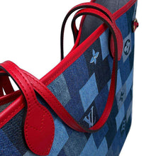 将图像加载到图库查看器中，LOUIS VUITTON Square Patchwork Neverfull Blue/RedM44981 Monogram Denim Size MM
