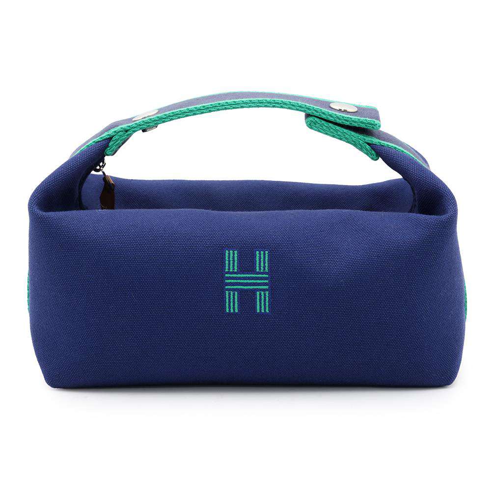 HERMES Brid a Black Navy/Green Canvas Size PM