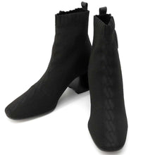 Load image into Gallery viewer, HERMES Jenna Short Boots Black Knit Leather Size 37H
