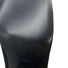 Load image into Gallery viewer, HERMES Jenna Short Boots Black Knit Leather Size 37H
