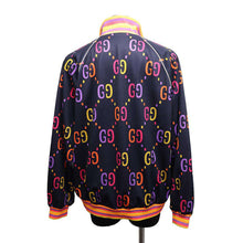 将图像加载到图库查看器中，GUCCI Jumbo GG Technical Jersey Zip Jacket Size L Navy/Multicolor701623 Polyester55% Cotton45%
