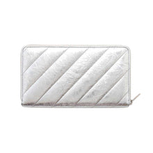 将图像加载到图库查看器中，BALENCIAGA Crash Continental Wallet Zip Around Long Cloth Silver766447 Calf Leather
