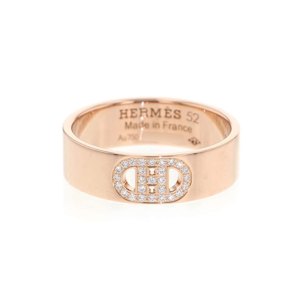 HERMES H Dunkle Ring PM Size 52/#12 PM 18K Pink Gold