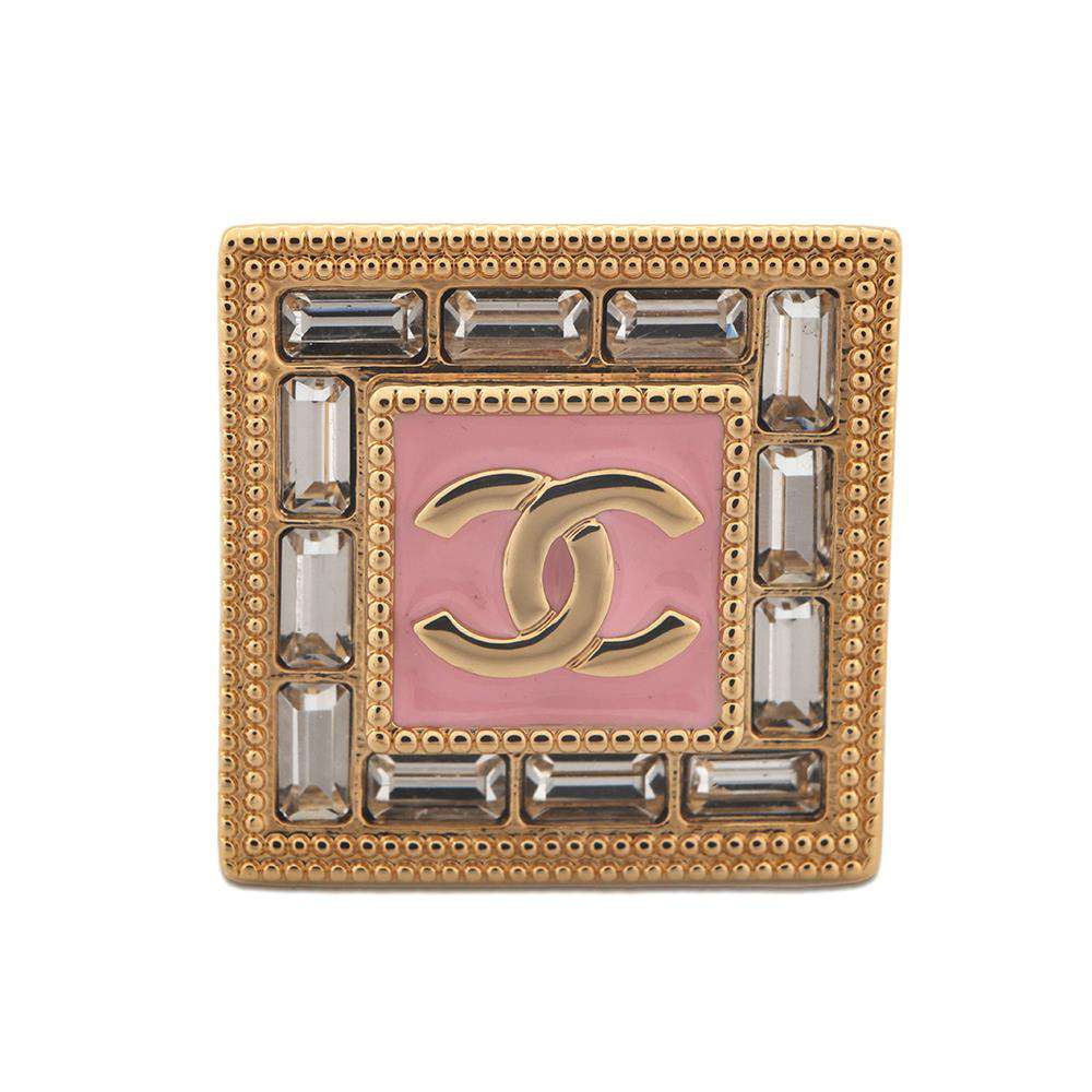 CHANEL CC Logo Ring PinkABD181 Gold Plated Rhinestone