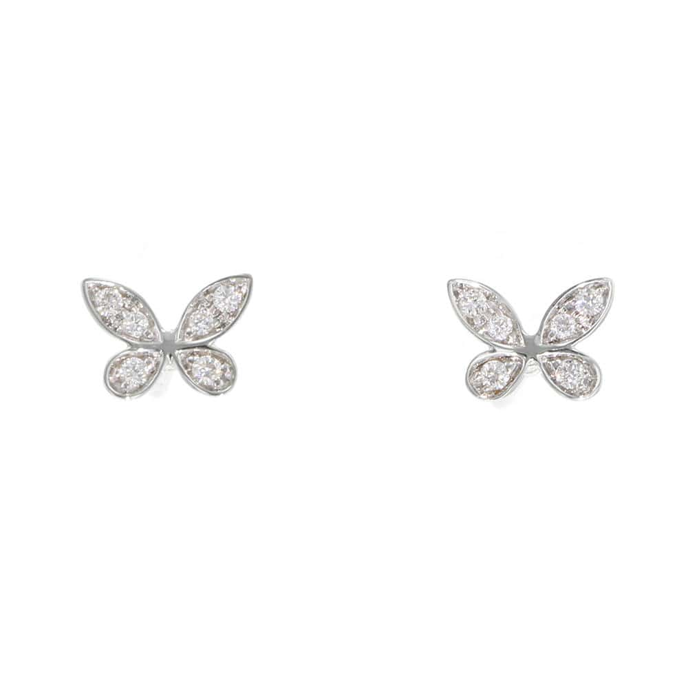 GRAFF Pave Butterfly Diamond Petit Stud EarringsRGE1563 18K White Gold