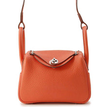 Load image into Gallery viewer, HERMES Lindy Orange Field Taurillon Clemence Size Mini
