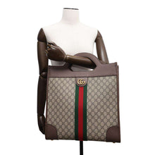 Load image into Gallery viewer, GUCCI Ophidia GGMedium Tote Bag Brown/Beige547941 GG SupremeCanvas Leather
