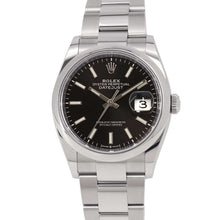 将图像加载到图库查看器中，ROLEX Datejust 36 W36mm Stainless Steel Bright Black Dial126200
