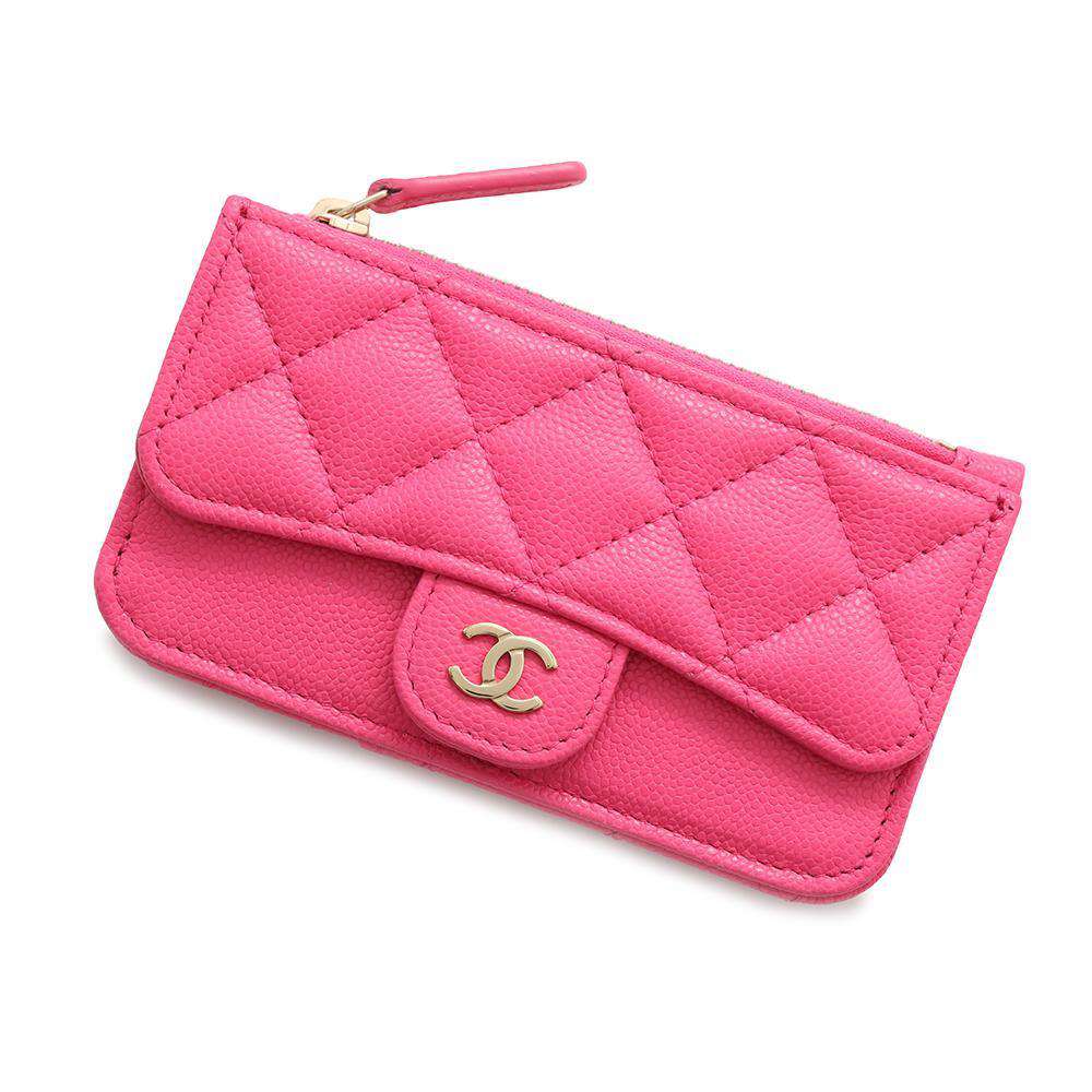 CHANEL Matelasse Coin Card Case PinkAP2570 Caviar Leather