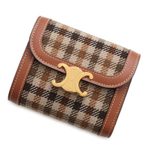 Load image into Gallery viewer, CELINE Small flap wallet Triomphe Brown/Dark Brown10D782GEB.14ML Tartan Textile/Calf Leather
