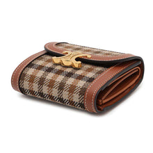 Load image into Gallery viewer, CELINE Small flap wallet Triomphe Brown/Dark Brown10D782GEB.14ML Tartan Textile/Calf Leather
