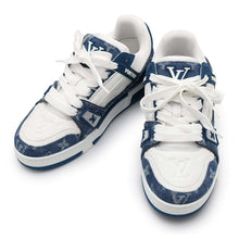 Load image into Gallery viewer, LOUIS VUITTON LV Trainer Line Sneakers Marine1AAV8P Leather Monogram Denim Size 3
