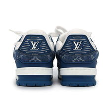 Load image into Gallery viewer, LOUIS VUITTON LV Trainer Line Sneakers Marine1AAV8P Leather Monogram Denim Size 3
