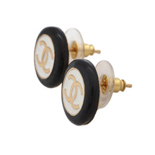 将图像加载到图库查看器中，CHANEL CC Logo Circle Earrings White/BlackABC997 Gold Plated
