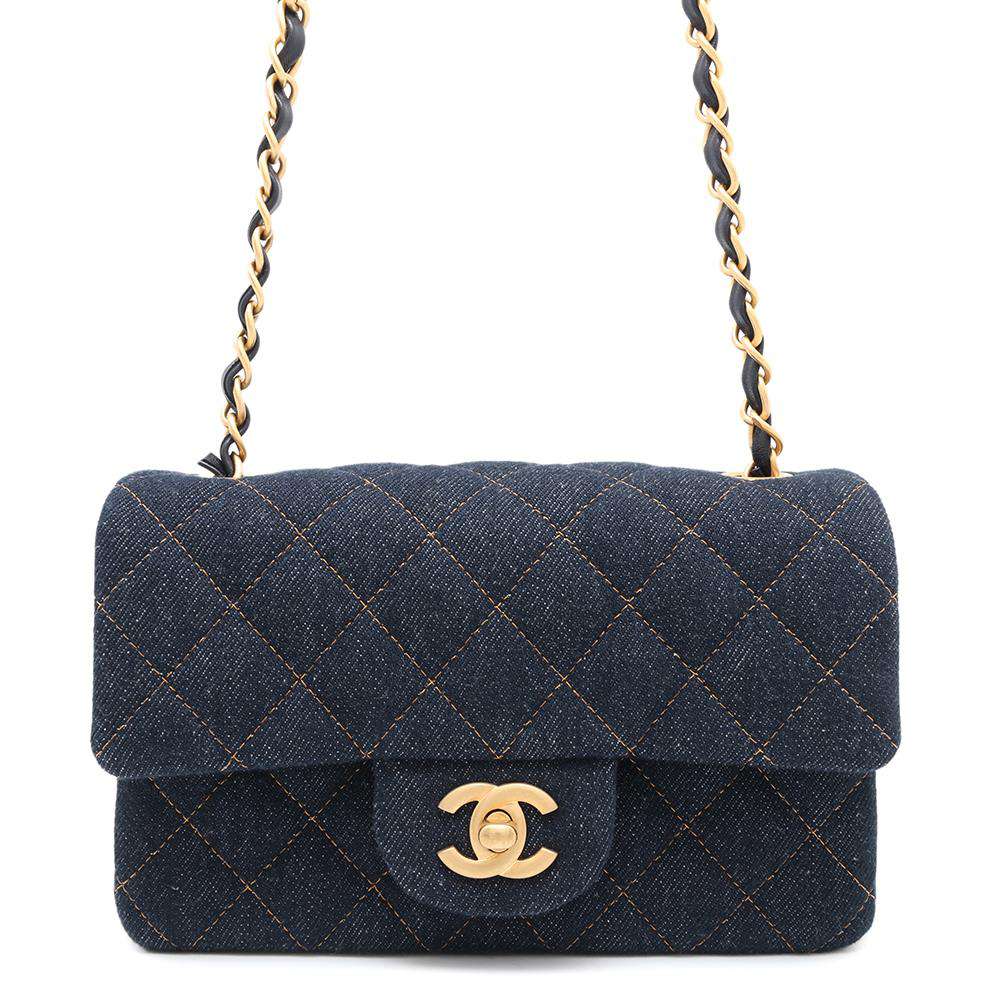 CHANEL Mini Matelasse ChainShoulder Bag BlueA69900 Denim Size 20