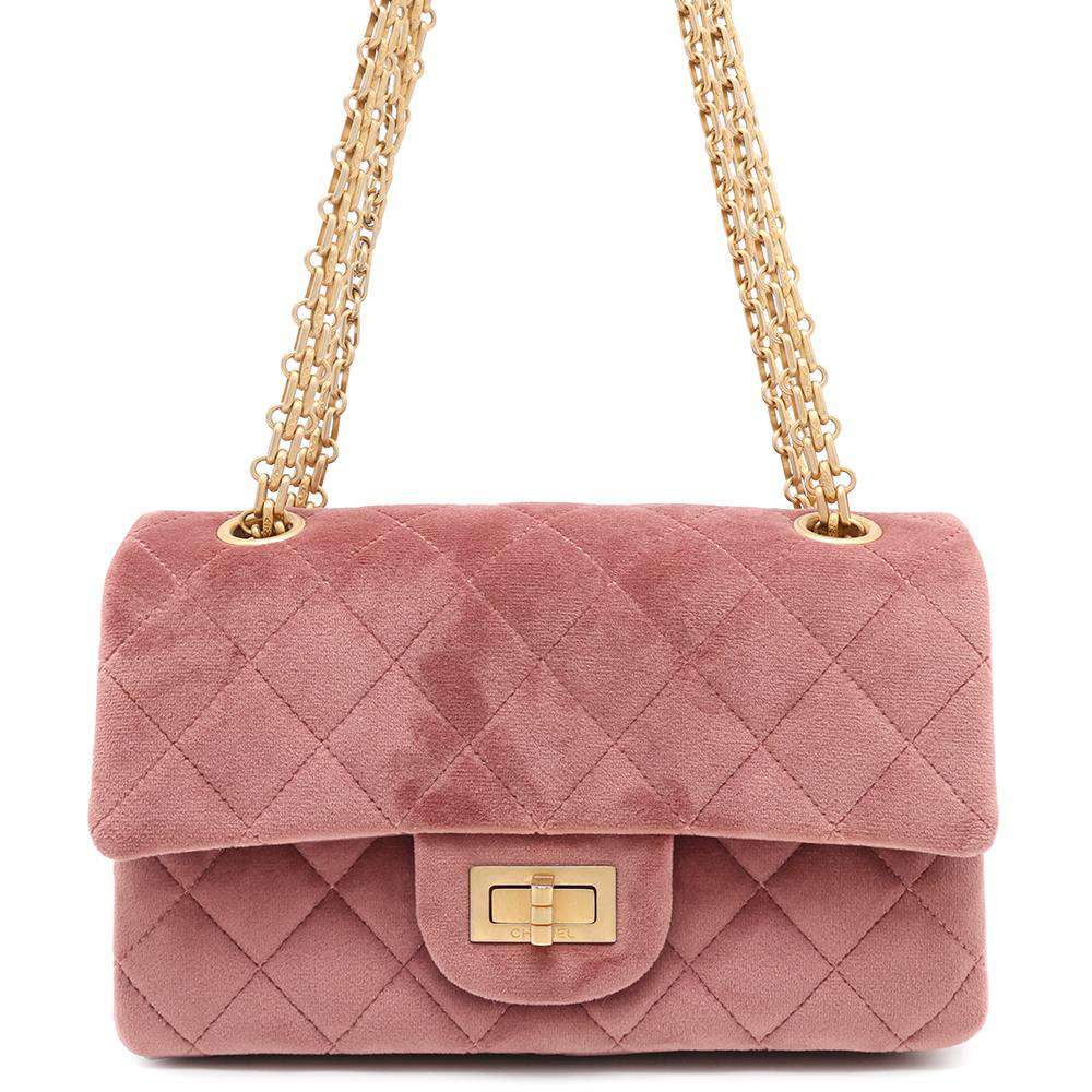 CHANEL 2.55 ChainShoulder Bag PinkAS0874 Velvet Size Mini