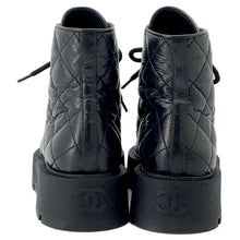 将图像加载到图库查看器中，CHANEL Combat Boots Matelasse BlackG45833 Lambskin Size 38C
