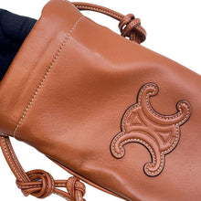 Load image into Gallery viewer, CELINE Cuir Triomphe Drawstring Mobile Pouch Tan10L163ETK Lambskin
