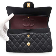 Load image into Gallery viewer, CHANEL Matelasse Double Flap ChainShoulder Bag BlackA01112 Caviar Leather Size 25
