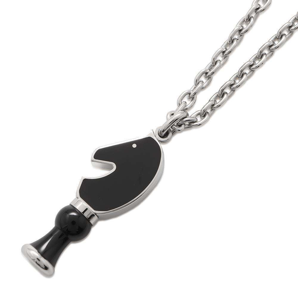 HERMES Kavalier Necklace Black Metal