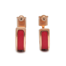 Load image into Gallery viewer, HERMES Olymp Earrings Rose Extreme Veau Madame Metal
