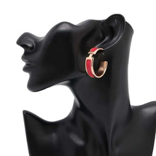 Load image into Gallery viewer, HERMES Olymp Earrings Rose Extreme Veau Madame Metal
