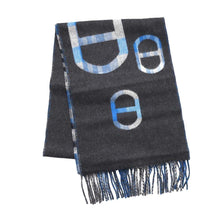 Load image into Gallery viewer, HERMES CashmereScarf &quot;Tartan Maillon&quot; Anthracite / Blue Cashmere100%
