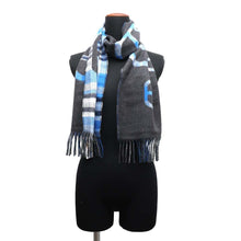 Load image into Gallery viewer, HERMES CashmereScarf &quot;Tartan Maillon&quot; Anthracite / Blue Cashmere100%
