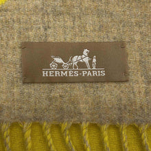 Load image into Gallery viewer, HERMES Cashmere Scarf Casaque Grand Mall Jaune/Beige Cashmere100%
