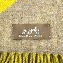 Load image into Gallery viewer, HERMES Cashmere Scarf Casaque Grand Mall Jaune/Beige Cashmere100%
