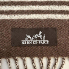 将图像加载到图库查看器中，HERMES Scarf《Sangle a Boucle》 Brown/Ivoire Cashmere100%
