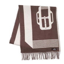 Load image into Gallery viewer, HERMES Scarf《Sangle a Boucle》 Brown/Ivoire Cashmere100%
