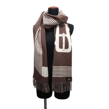 Load image into Gallery viewer, HERMES Scarf《Sangle a Boucle》 Brown/Ivoire Cashmere100%
