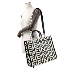 Load image into Gallery viewer, FENDI Marc Jacobs collaboration Sunshine 2way Tote Bag White/Black8BH386 Leather Size Medium
