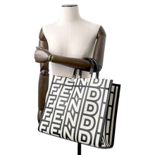 将图像加载到图库查看器中，FENDI Marc Jacobs collaboration Sunshine 2way Tote Bag White/Black8BH386 Leather Size Medium
