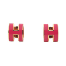 将图像加载到图库查看器中，HERMES Pop Ash Earrings Size Mini Rose Extreme Metal Lacquer
