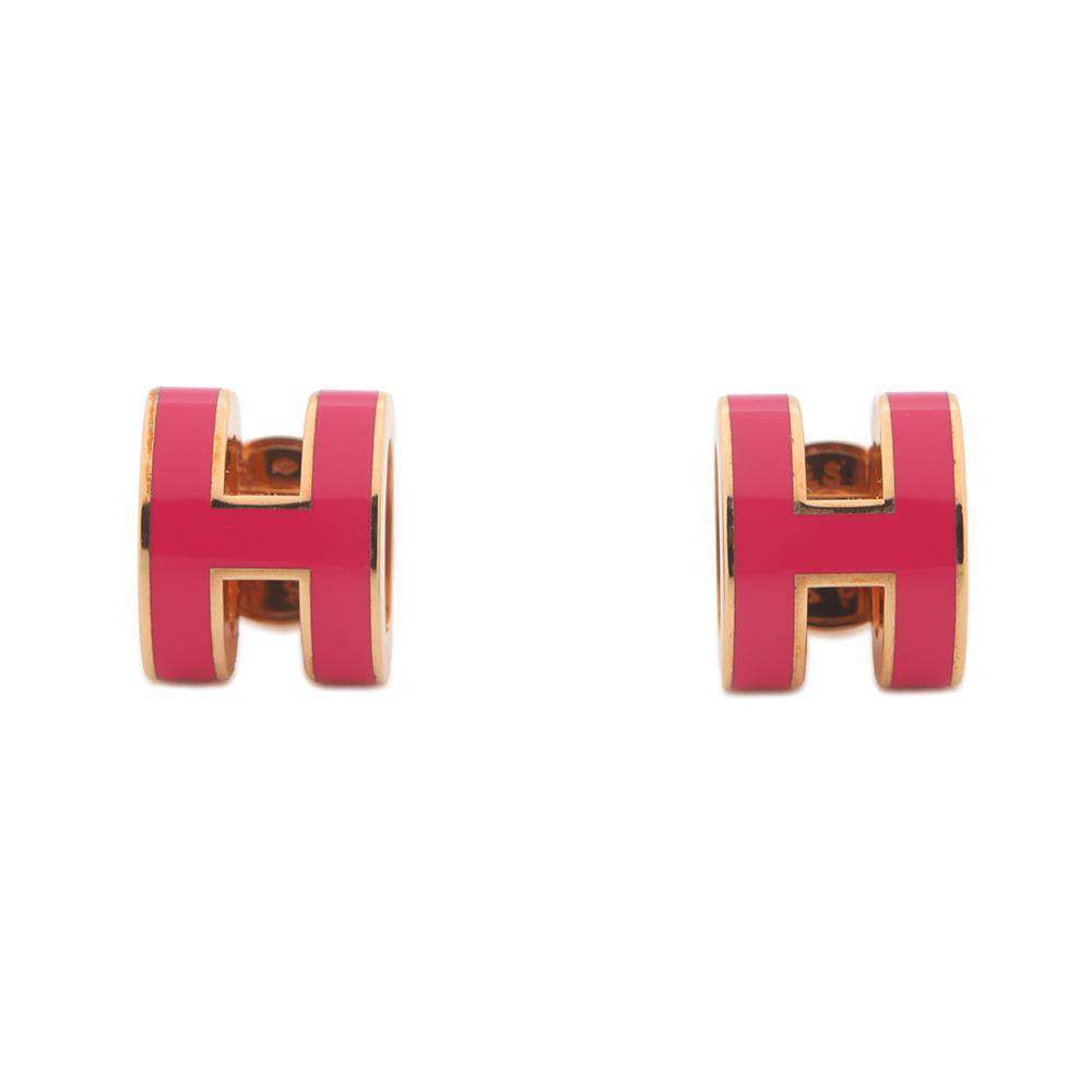 HERMES Pop Ash Earrings Size Mini Rose Extreme Metal Lacquer