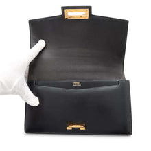 将图像加载到图库查看器中，HERMES Ring Do Shoulder Bag Black Box Calf Leather
