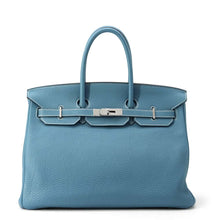 将图像加载到图库查看器中，HERMES Birkin Blue Jean Togo Leather Size 35
