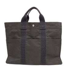 将图像加载到图库查看器中，HERMES Her Line Tote Gray Canvas Size MM
