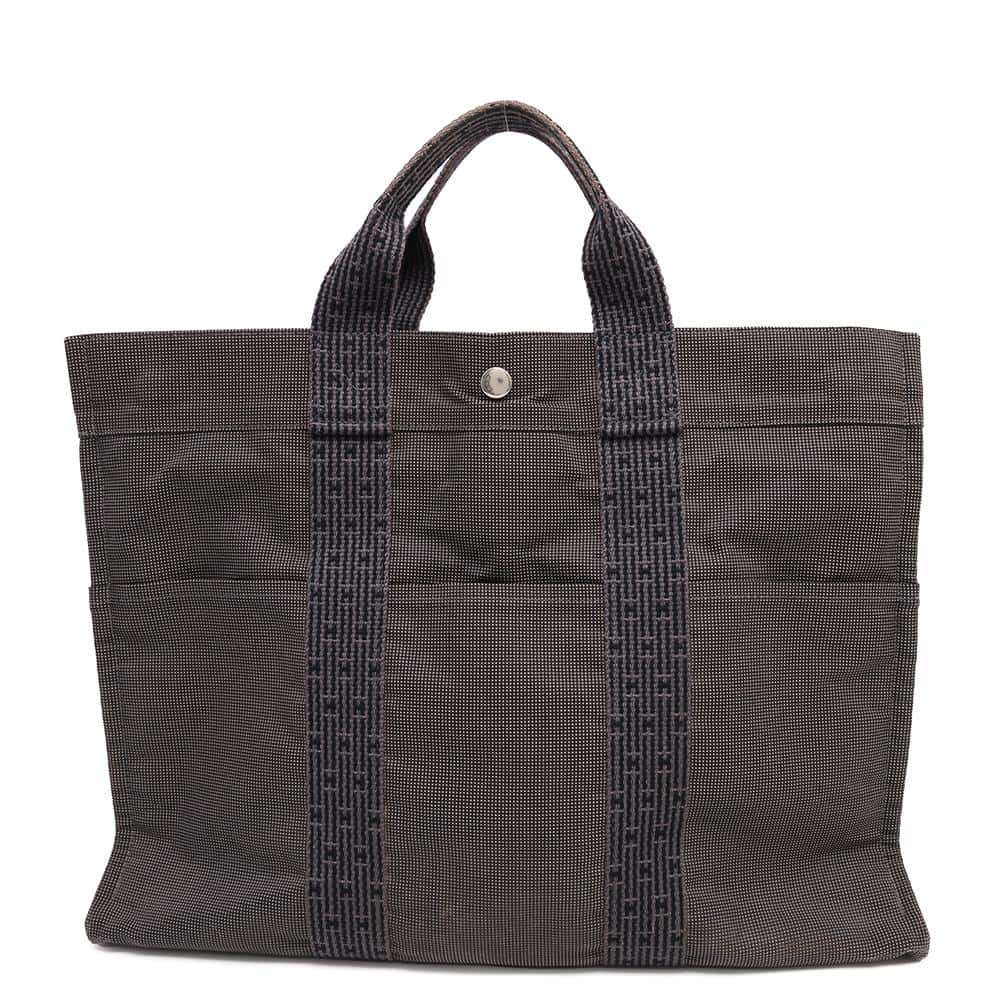 HERMES Her Line Tote Gray Canvas Size MM