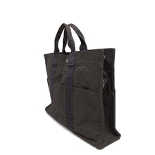 将图像加载到图库查看器中，HERMES Her Line Tote Gray Canvas Size MM
