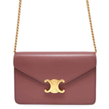 Load image into Gallery viewer, CELINE Triomphe Chain Wallet vintage rose10L033DPV Shiny Calf Leather
