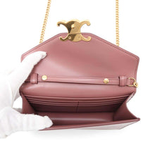 Load image into Gallery viewer, CELINE Triomphe Chain Wallet vintage rose10L033DPV Shiny Calf Leather
