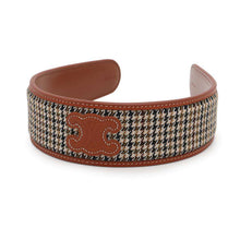 Load image into Gallery viewer, CELINE Triomphe Houndstooth Headband Multico460TB6WCS.14MC Wool  Calf Leather Size 16.9&quot;
