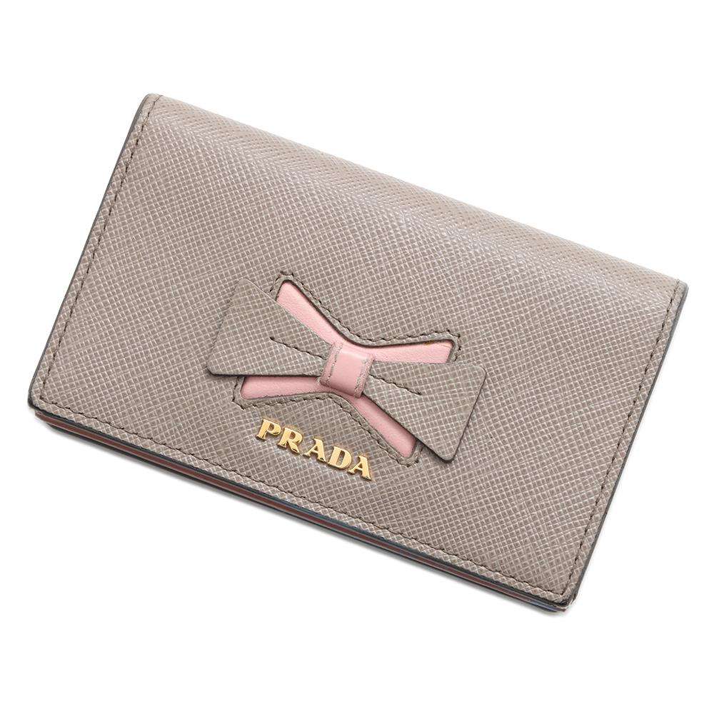 PRADA Card Case Gray/Pink1MC122 Leather