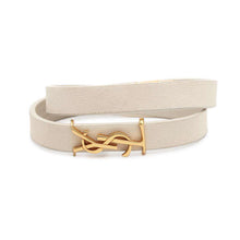 Load image into Gallery viewer, SAINT LAURENT PARIS Opium Double Loop Bracelet Size M White646558 Leather
