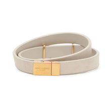 将图像加载到图库查看器中，SAINT LAURENT PARIS Opium Double Loop Bracelet Size M White646558 Leather
