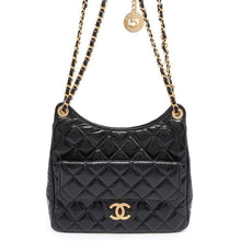 Load image into Gallery viewer, CHANEL Matelasse CC Logo Hobo Bag BlackAS4322 Shiny Crumple Calf Leather
